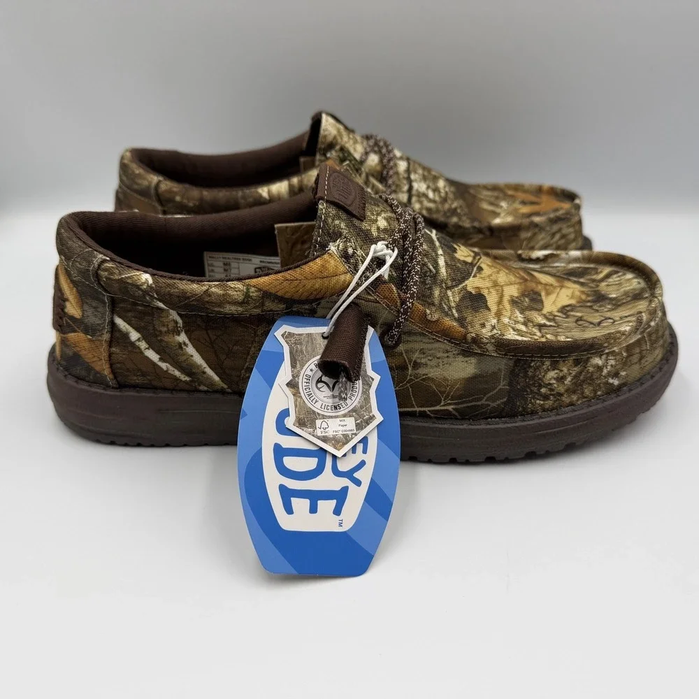 Hey Dude Wally Realtree Edge Men Size 8 Brown/Natural Camo Loafers 41274-21S NEW